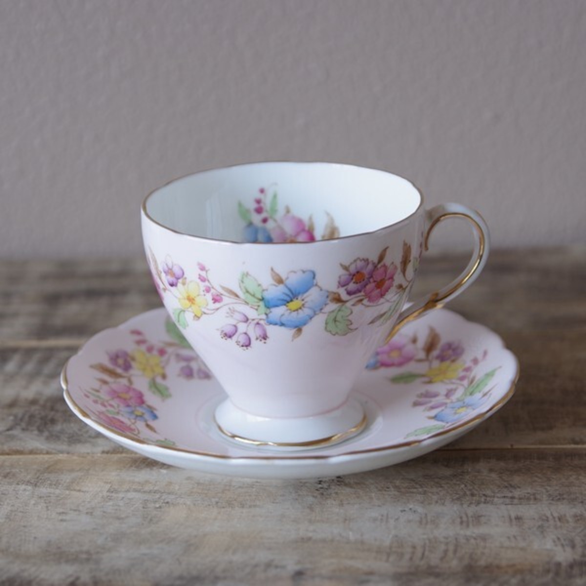 イギリス アンティーク FOLEY フォーリー ピンク 花柄 コーヒーカップ 