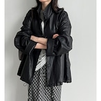 faux leather high neck jacket / l0864