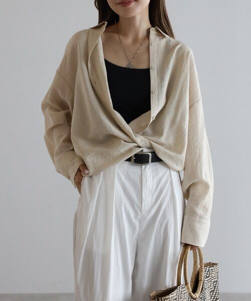 アシメカシュクールシャツ