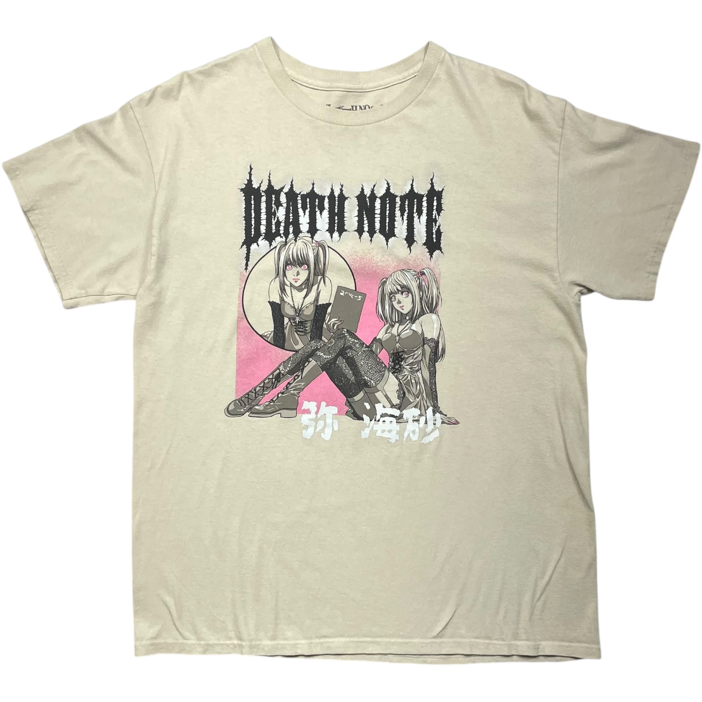 《L》 DEATHNOTE デスノート アニメTシャツ ミサミサ プリント ベージュ no.7380