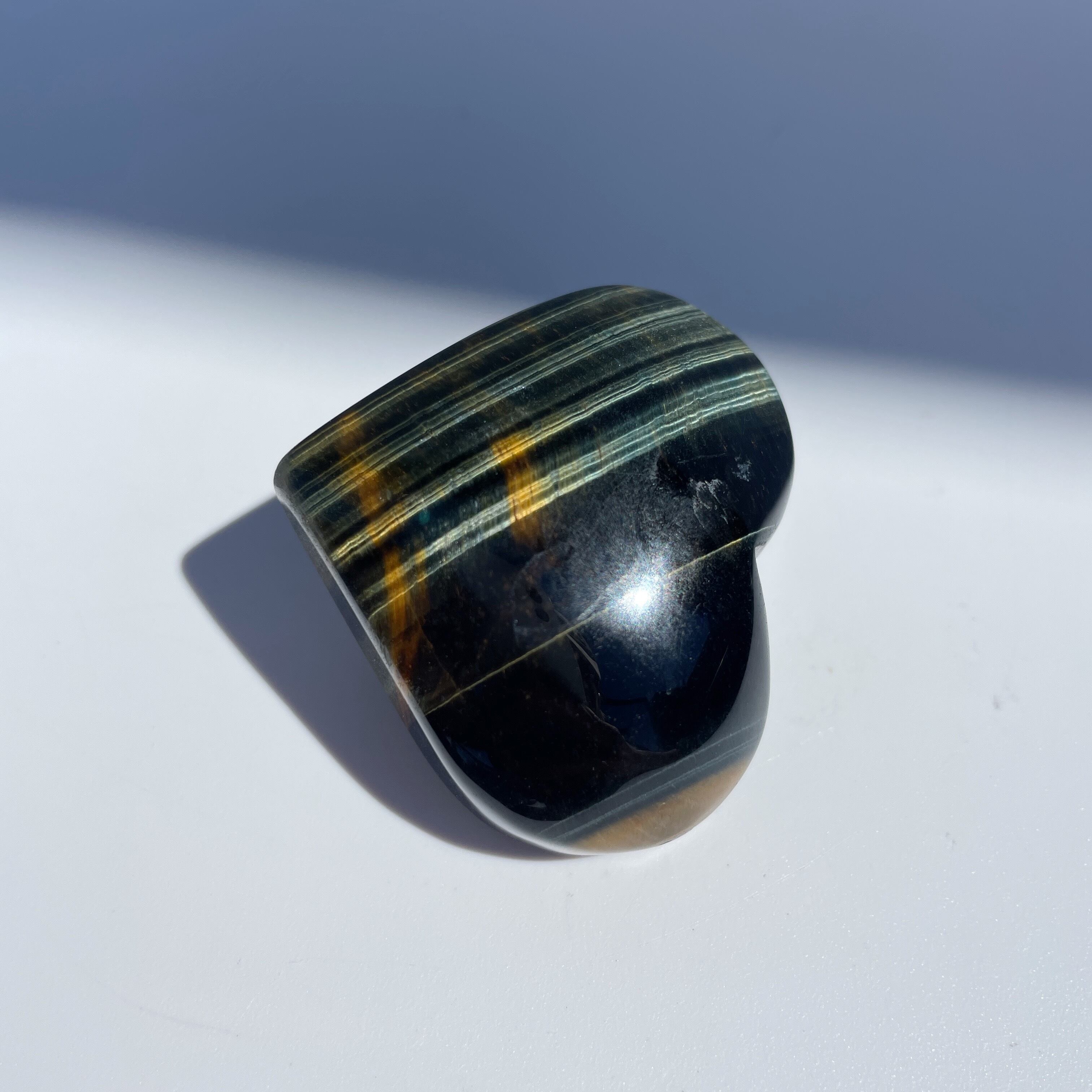 ブルータイガーアイ ハート02◇Blue Tiger's eye◇天然石・鉱物