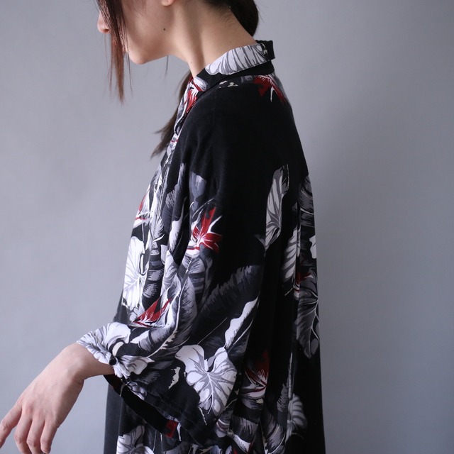 XXX wide over silhouette black mode aloha h/s shirt