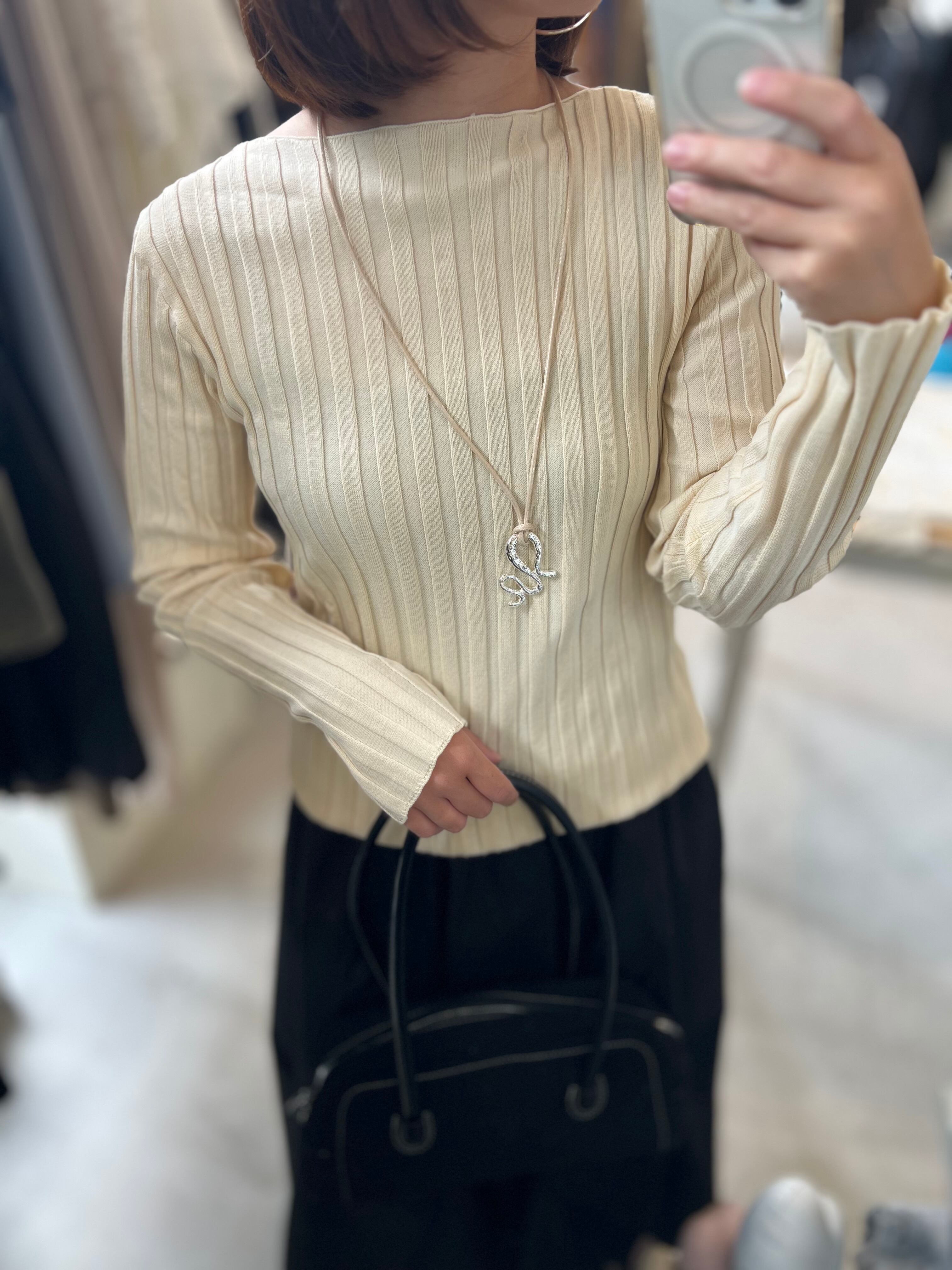 【 SELECT】ワイドリブボートネックプルオーバー 19-0444