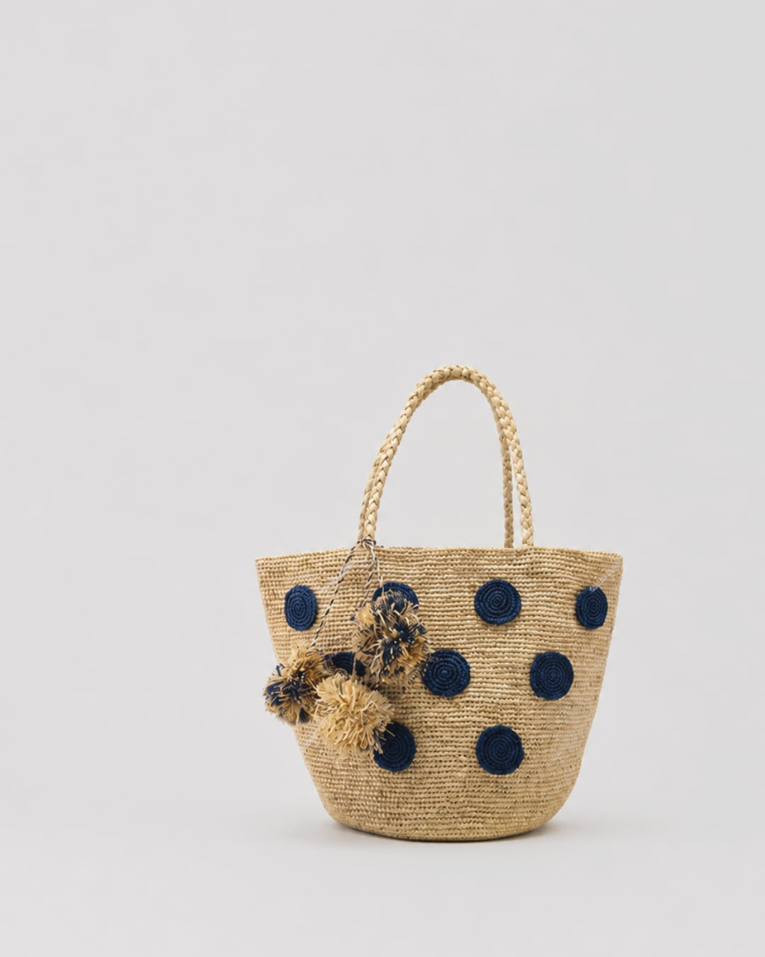 Polka Dot Raffia Tote
