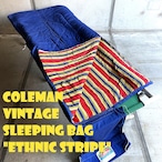 コールマン ビンテージ スリーピングバッグ エスニックストライプ ロイヤルブルー 70年代 TALONジップ 中綿ポリエステル 美品 寝袋 シュラフ COLEMAN L