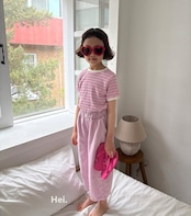 韓国子供服⌇Hei⌇ボーダーTシャツ⌇26summer⌇半袖Ｔシャツ⌇ *XS~XL*