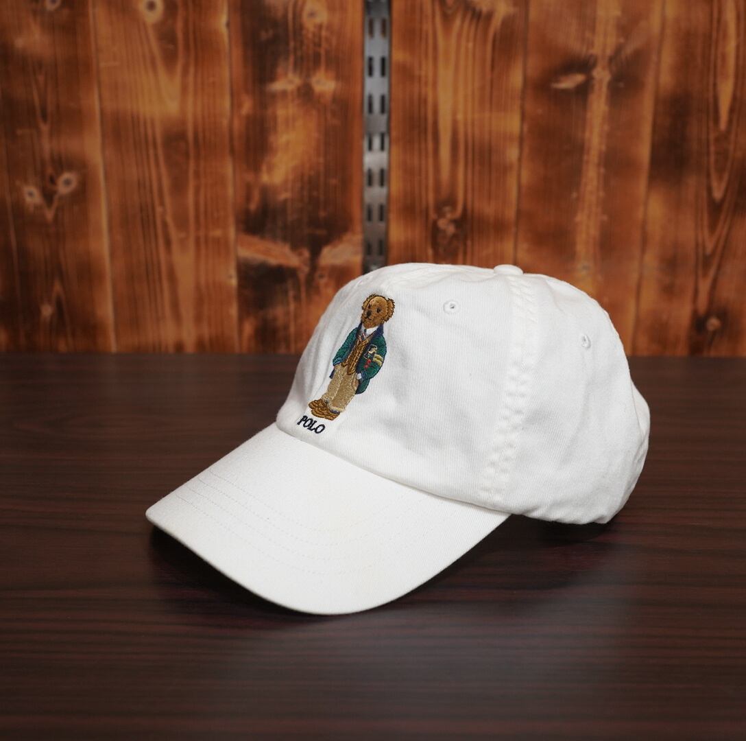 ralphlauren polobear キャップ /白 ラルフローレン ポロベアー 帽子 レザーベルト