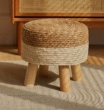 ラタン スツール 籐 天然素材 丸型 木製脚 手編み 足置き オットマン ローチェア 無垢材 エコ素材 通気性 防カビ 湿気調整 ナチュラル ボヘミアン 北欧風 おしゃれ インテリア 軽量 コンパクト