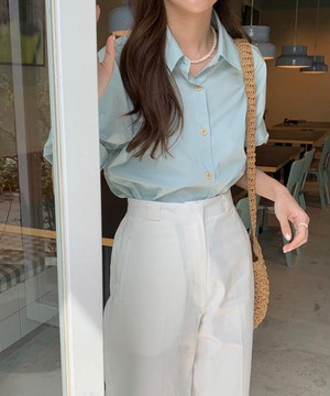 《即納商品》fig shirt (white / beige / mint / lavender / navy)