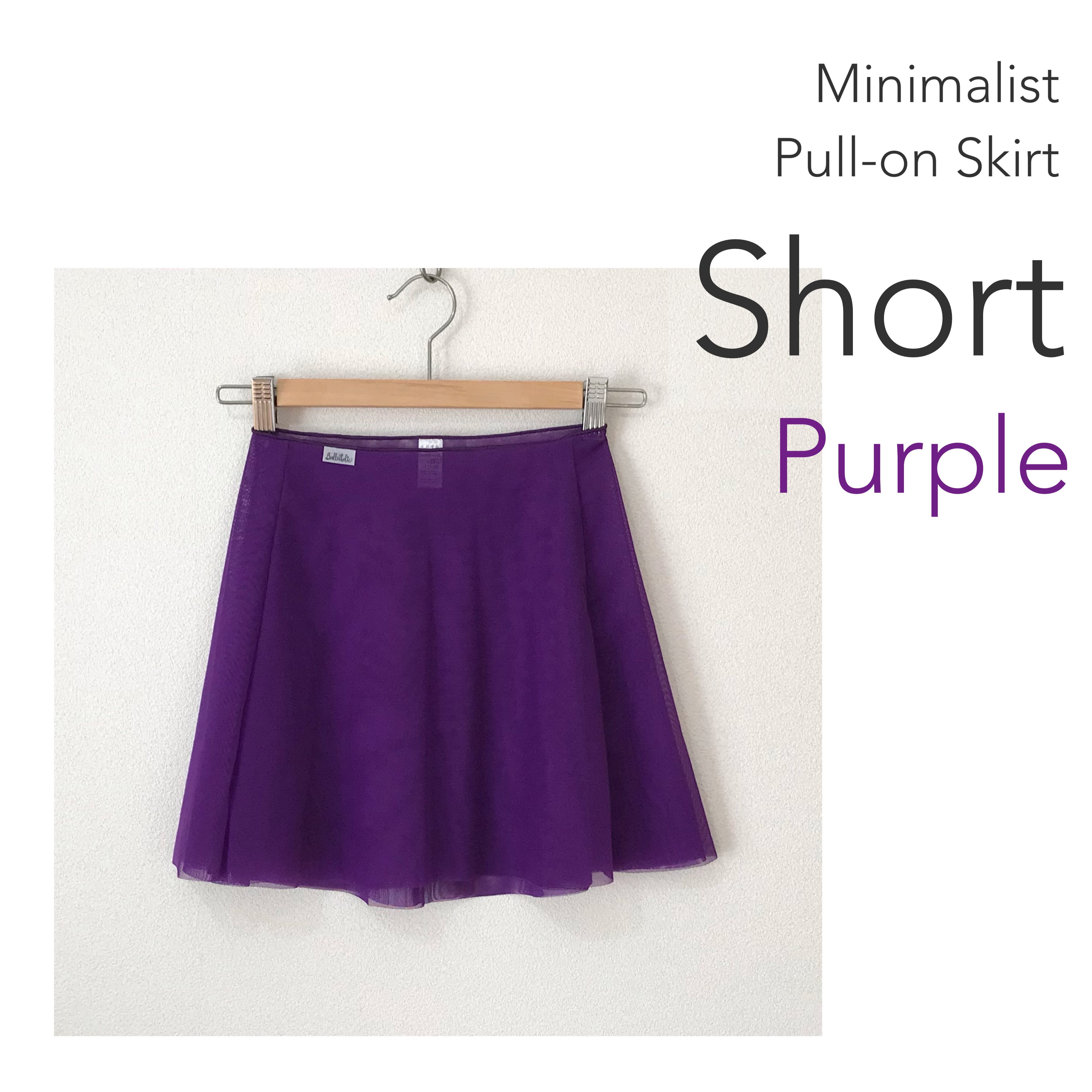 ◇[SHORT] Minimalist Ballet Skirt Purple (ショート丈・プルオンバレエスカート『ミニマリスト』(パープル))  『Balletholic』大人のためのシンプルシックなバレエ・レッスンウエアSHOP