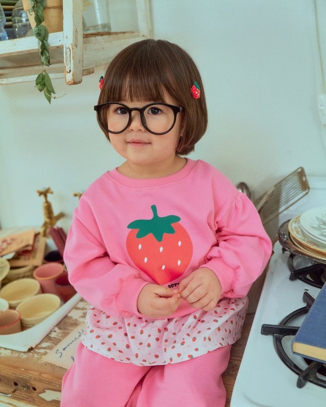【取寄】oottbebe｜strawberry jam girl set｜ストロベリージャム上下セット｜XS-XL｜kids｜26 spring