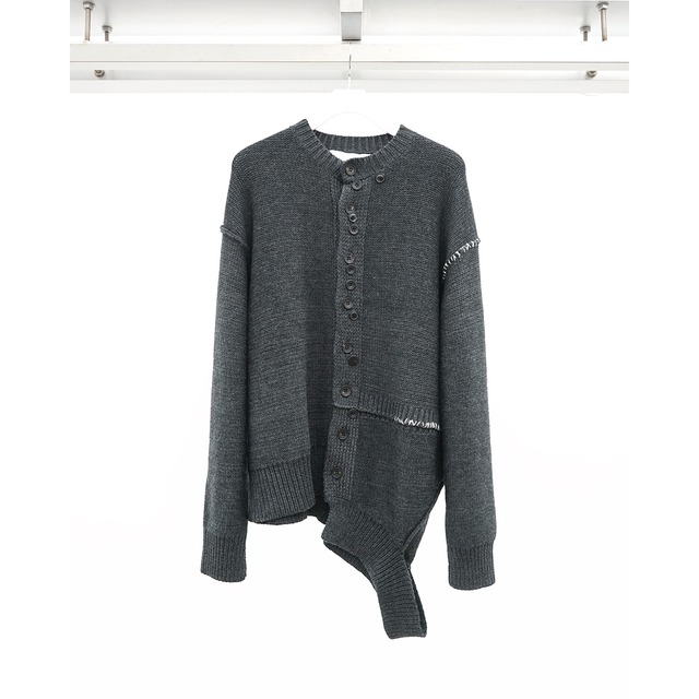 [DUELLUM] (デュエラム) DUE-X-104-KNT CARDIGAN (GREY×WHITE STITCH)