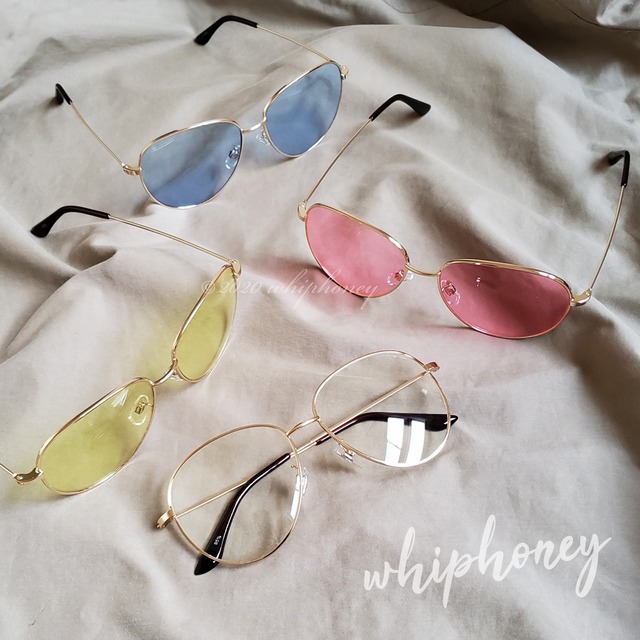 ティアドロップ ボストン サングラス ゴールドフレーム ライト ピンクレンズ Whiphoney サングラス Eyewear