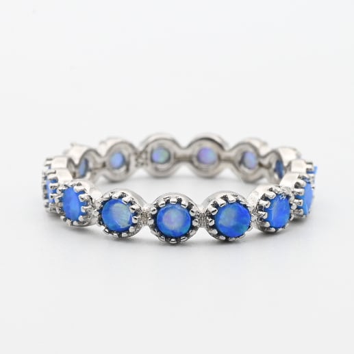 Blue Opal Inlay Continuous Circle Eternity Ring #14.0 / Denmark