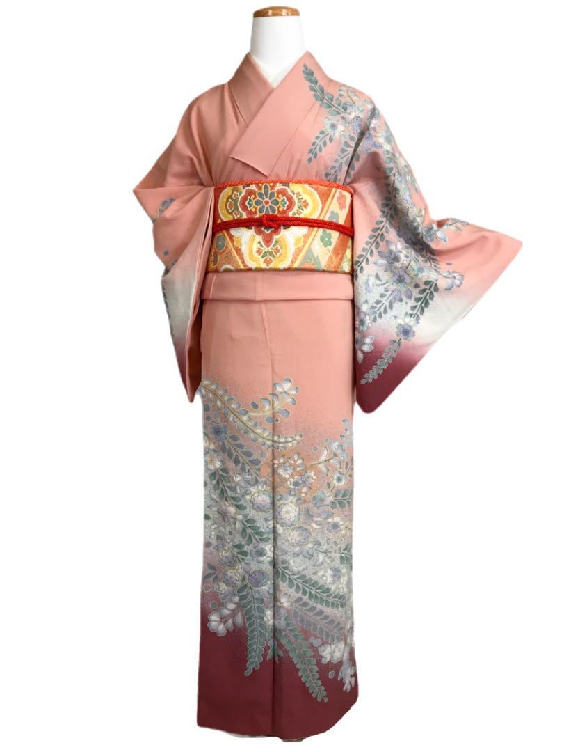 Y-0130 辻ヶ花 絞り 訪問着 落款 箔 トールサイズ-