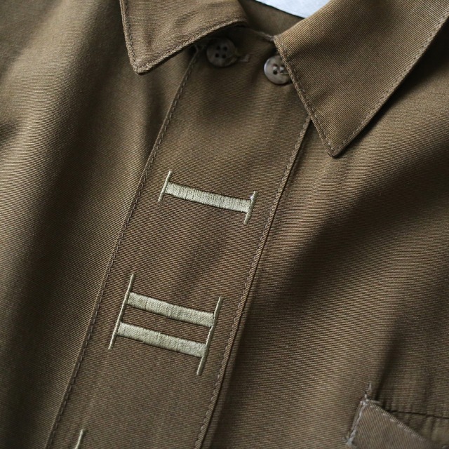 "刺繍" roman numerals loose silhouette  fly-front minimal shirt