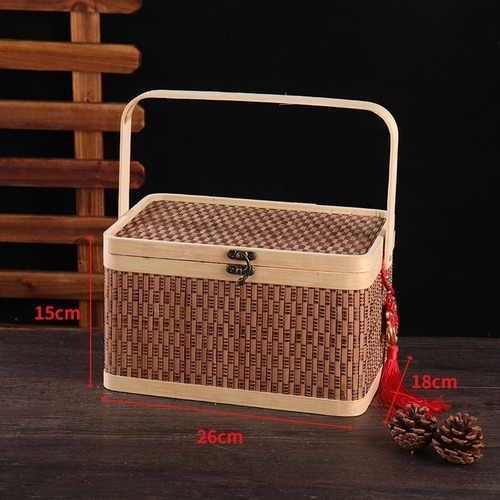 竹かご バスケット 竹製 蓋付き 手持ちデザートバスケット 家庭用バスケット ギフトボックス