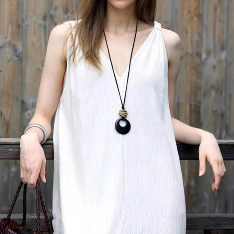 modern circle pendant cord necklace 103057