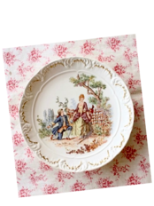 19世紀 フランス Sarreguemines 侯爵と公爵夫人 プレートb アンティーク