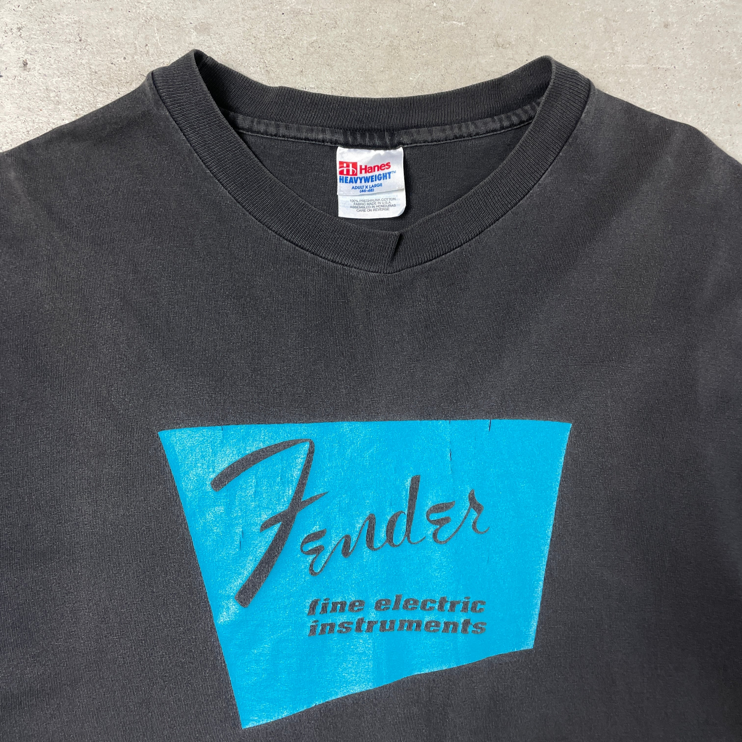 90年代 Fender guitar フェンダーギター 企業ロゴ プリントTシャツ 