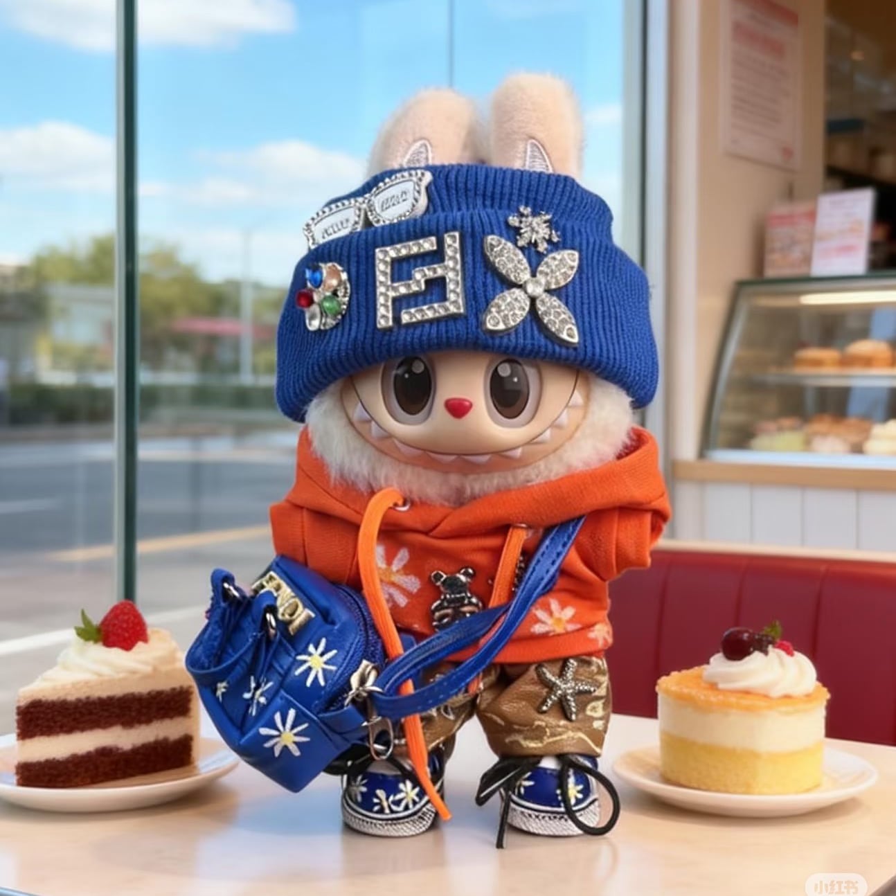 オレンジ×ブルー バイカラーがクール!Labubu プレミアム コーディネート セット 15-17cm 用 おしゃれで個性的な 着せ替え衣装 the monsters1.0 2.0 3.0