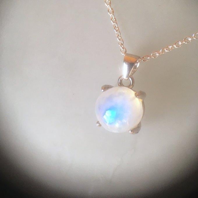 【一点物】✦6月の誕生石✦⋆.·SV925⋆.満月レインボームーンストーンPetitネックレス⋆.·Moonlit Dream.·✦no99