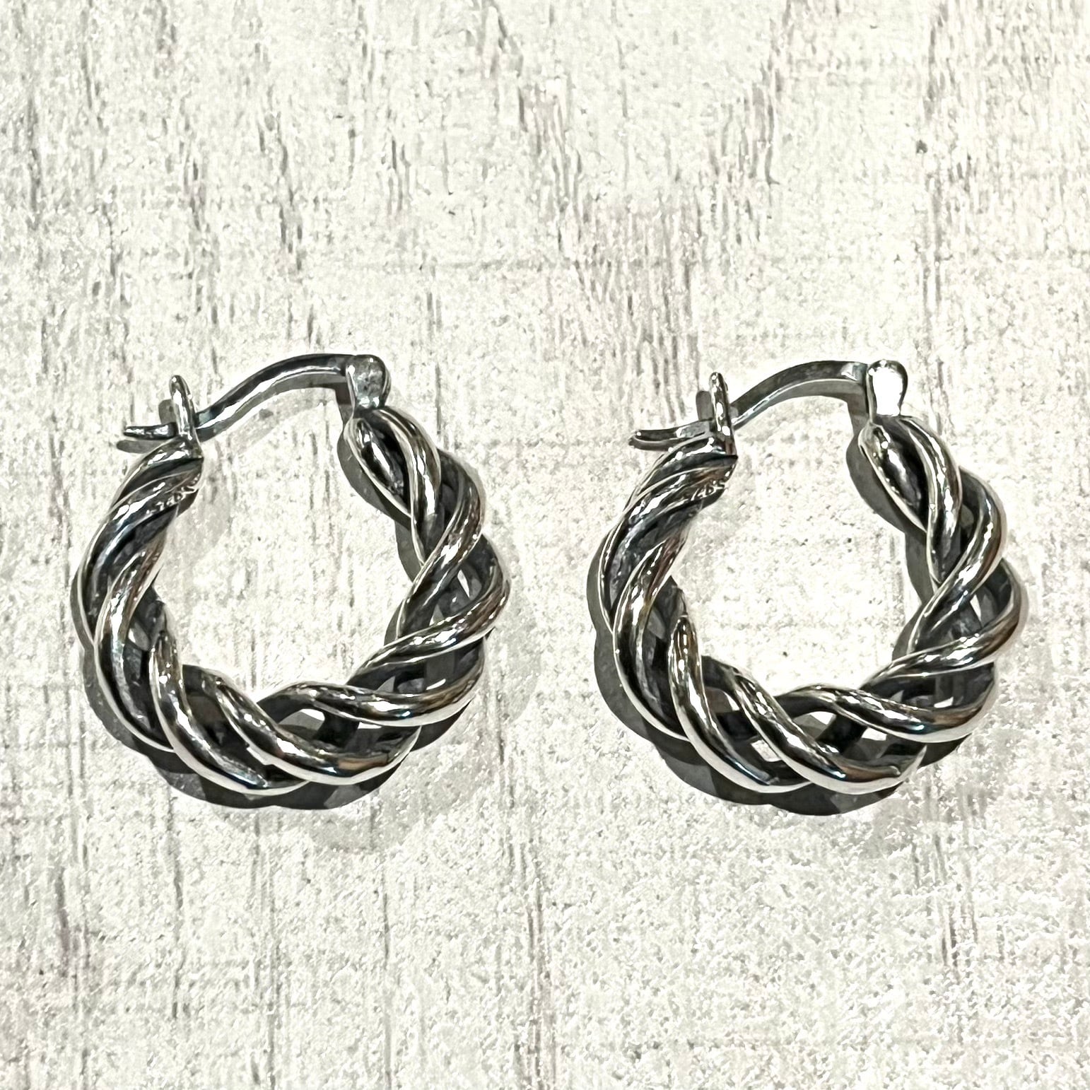 SILVER925 HOLLOW HOOP DESIGN EARRINGS/シルバー/ピアス