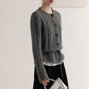 waist drawstring knit cardigan　J00437