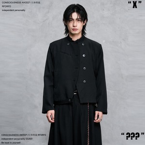 RFDRFD スタンドカラー ショート丈 アシンメトリー ジャケット