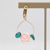 日常スタイルにも使える！ローズモチーフ シェル・ターコイズ イヤリング sl3_5_20200507te08