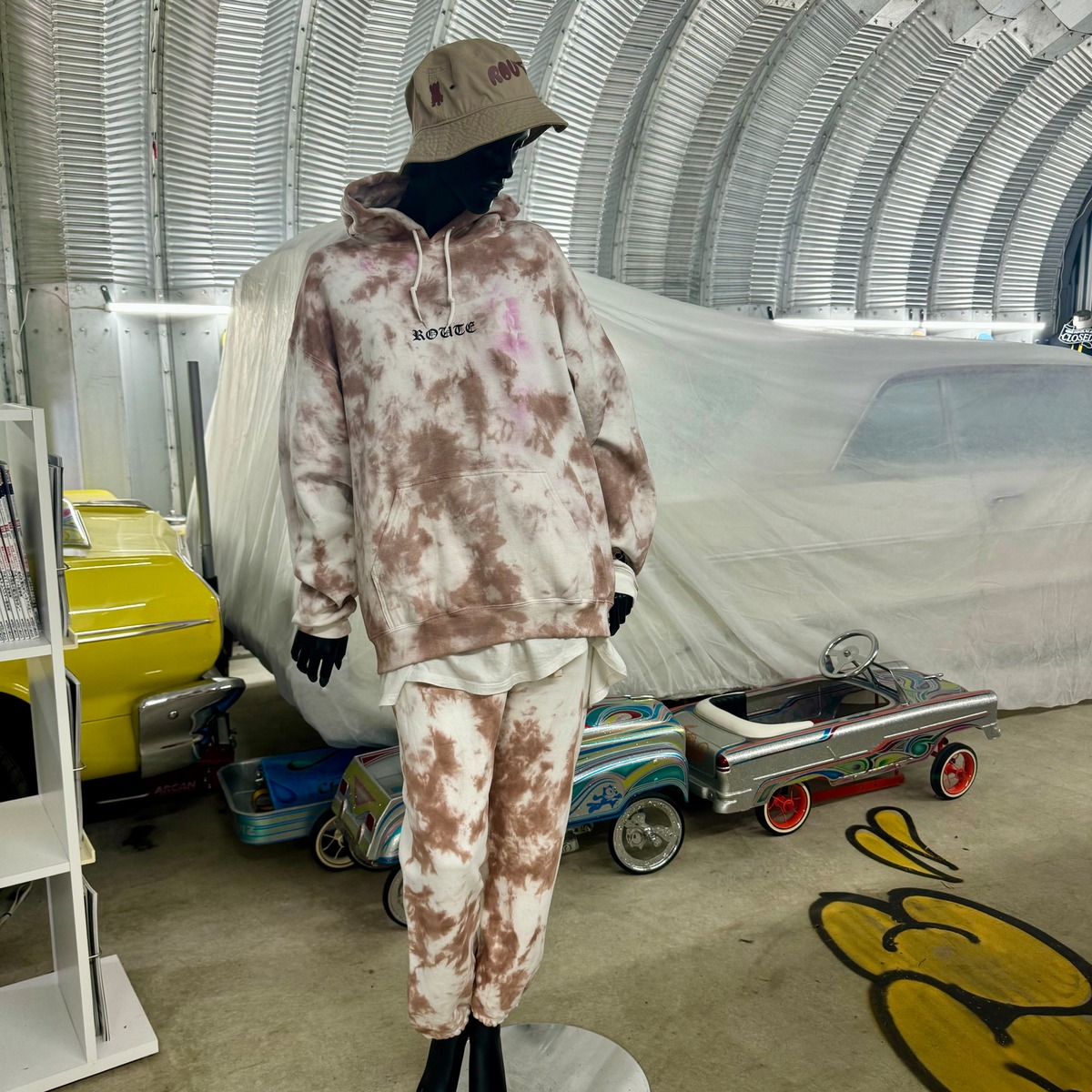ROUTE ORIGINAL Tye Dye X Black CarBon パーカー パンツ セットアップ 