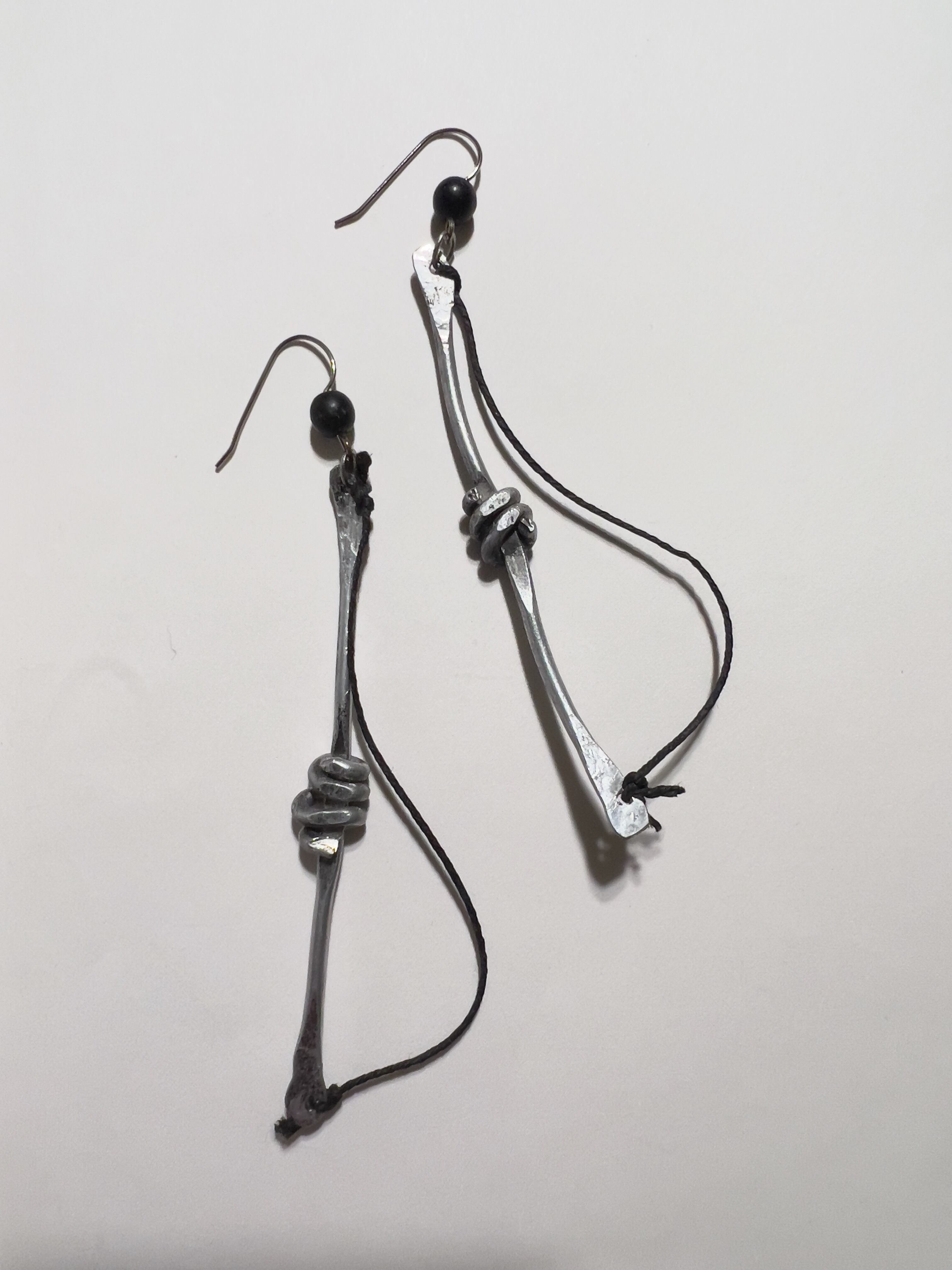 Vintage silver × black rope pierced  earrings  ( ヴィンテージ  シルバー × ブラック ロープ ピアス