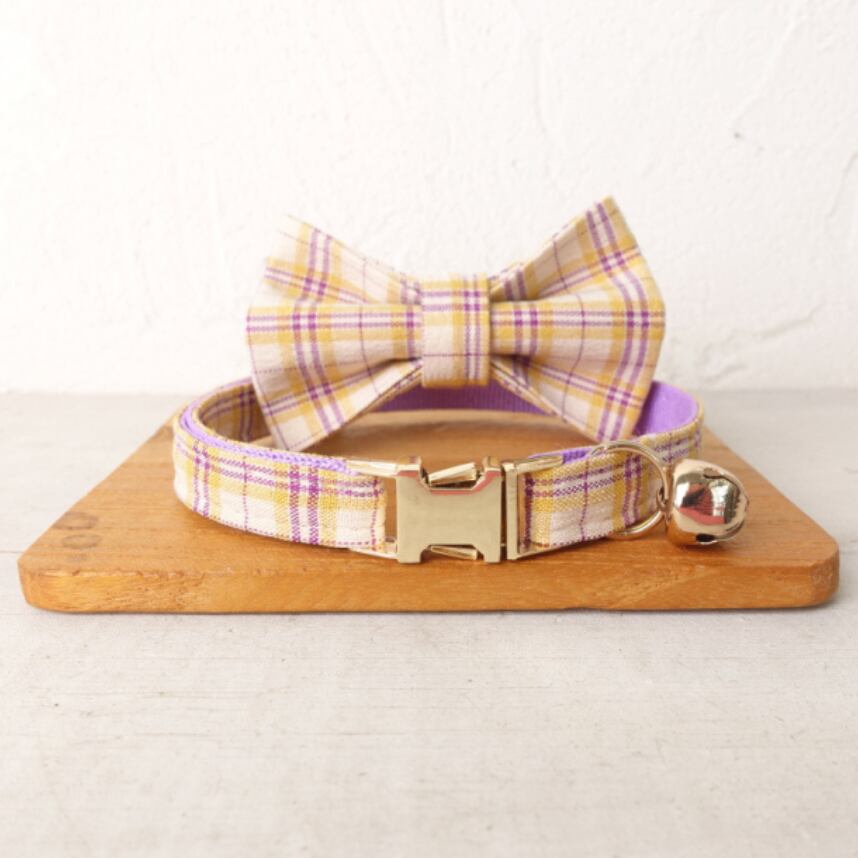 おなまえ猫首輪【イエローパープル×オーバーチェック】