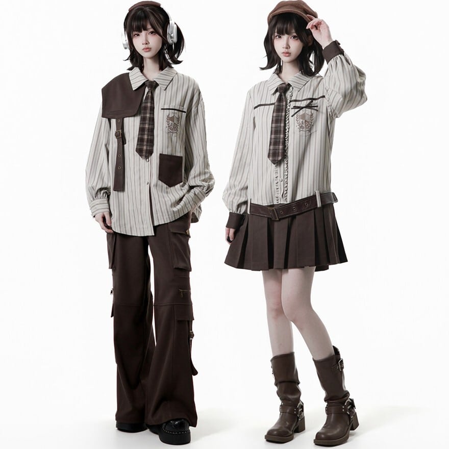 サブカル系スチームパンク ワイドパンツ ストリートファッション