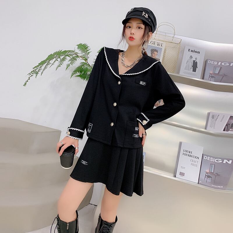 ファット・シスターMMスリムスーツプラスサイズ婦人服2020秋秋冬新作減長ショートスカートツーピーススーツ ミックスインファッション58335604799