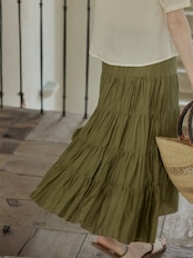 Antique Olive Tiered Skirt F0713