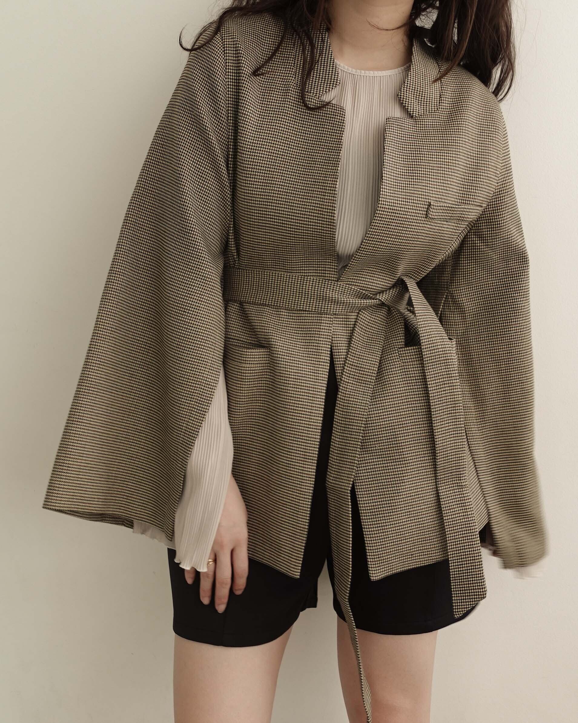 slit design sleeve jacket【brown】