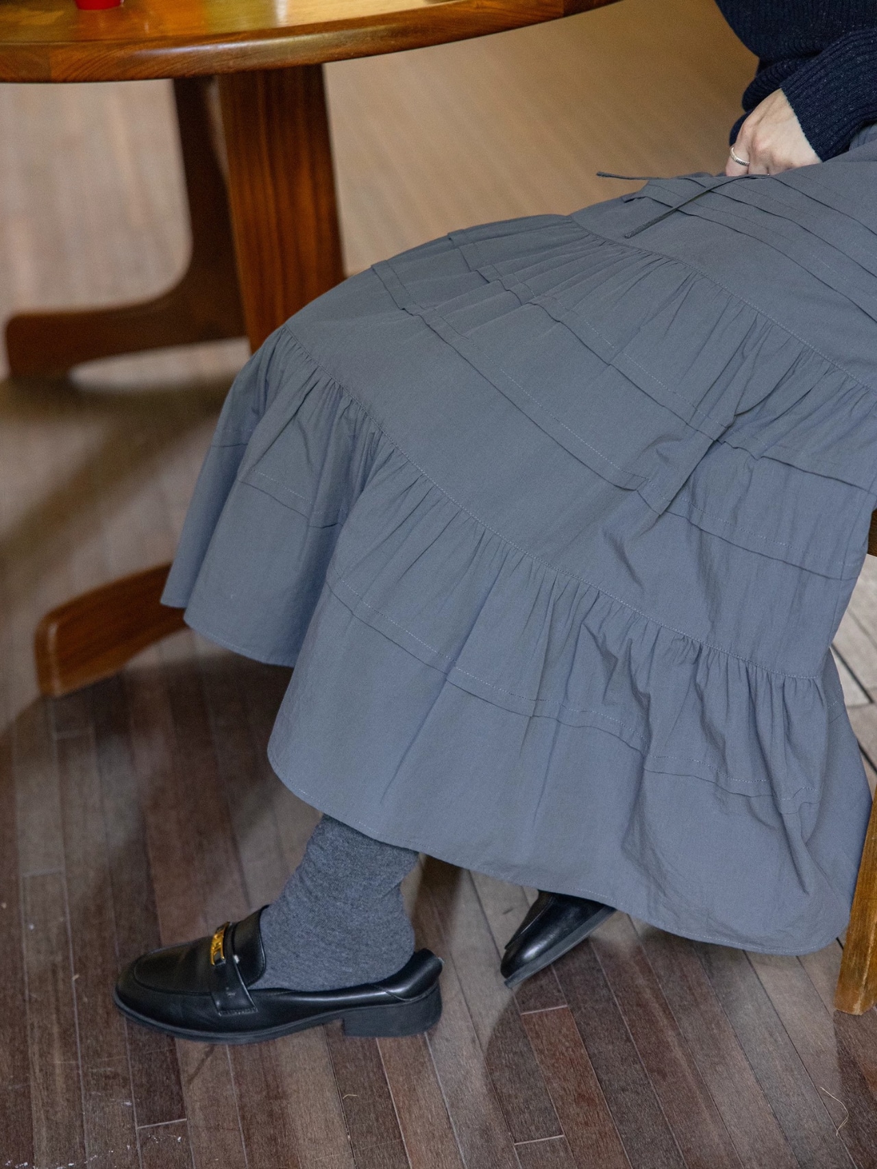Délavé Gris Cotton Tiered Skirt F0820