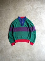 USA製 90's LANDS' END “HENLEY NECK COTTON KNIT SWEATER”
