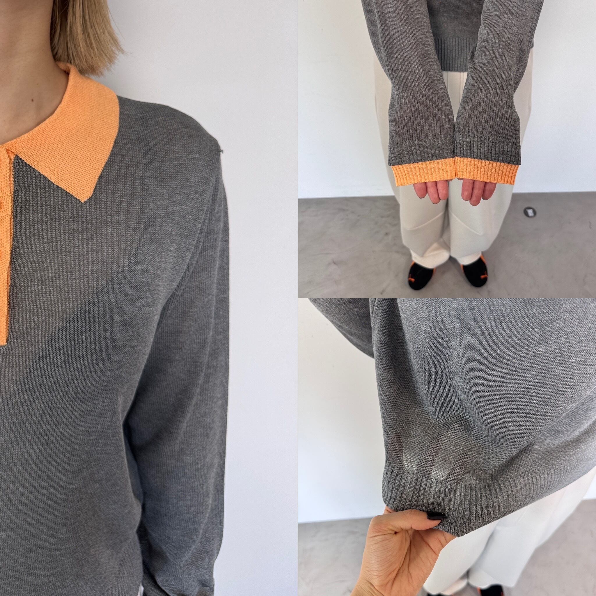 シャツレイヤードシアーknit/グレー | CFT.