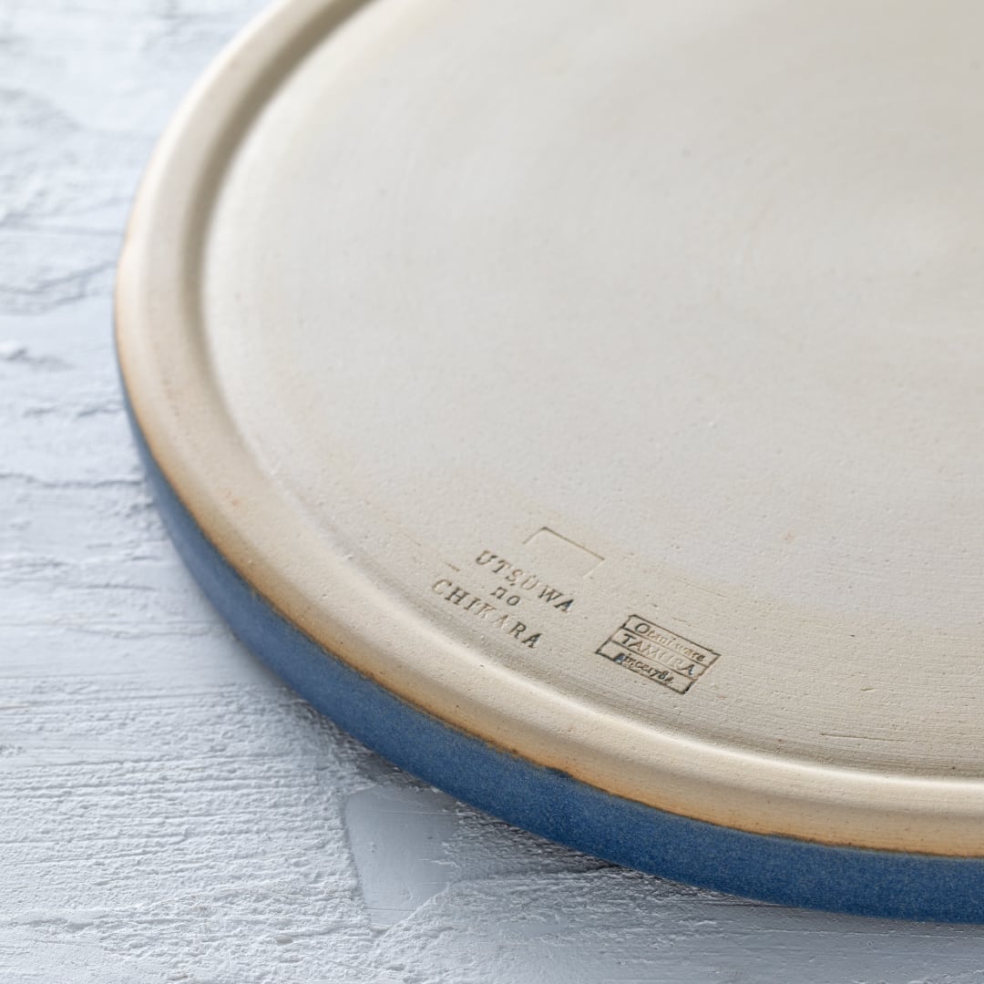 別注品】大谷焼 田村栄一郎／青マット 25cm フラット（リム90度） | 器