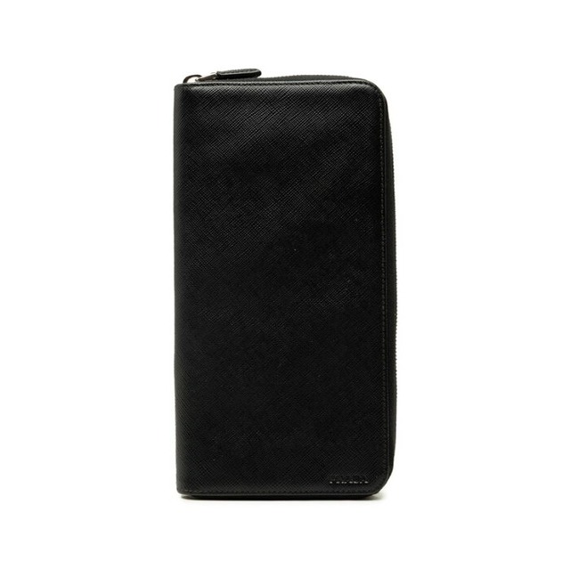プラダ ラウンドファスナー 長財布 ブラック サフィアーノレザー レディース PRADA 【中古】