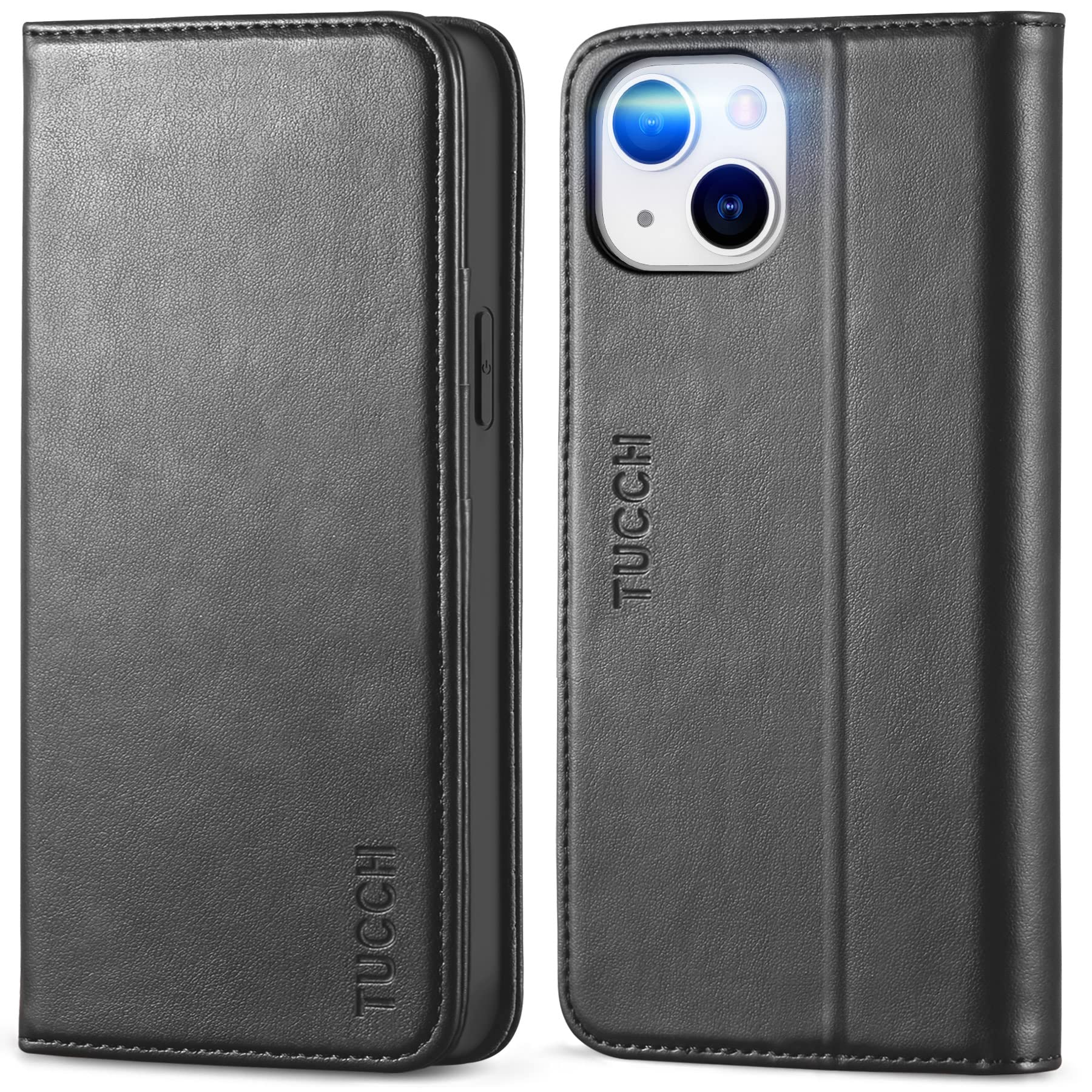 TUCCH iPhone 14 対応 ケース 手帳型 2022年発売 6.1 インチ ブラック