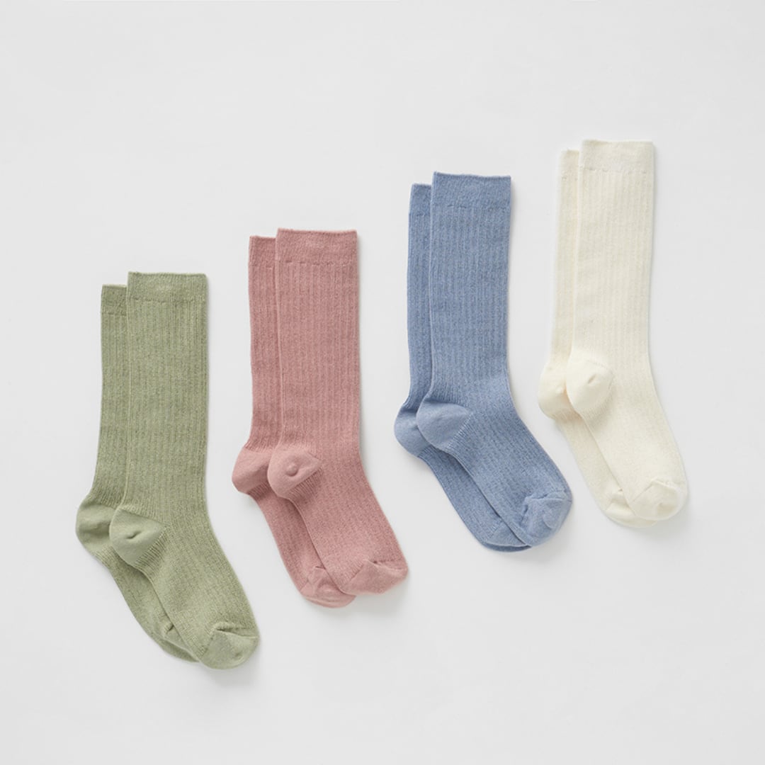 【即納】knee socks (ivory / pink / mint) /inné