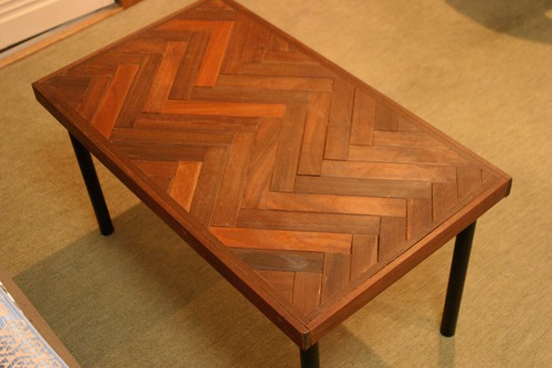 ヘリンボーンテーブル イペ材（高級木材）ハンドメイド テーブル
