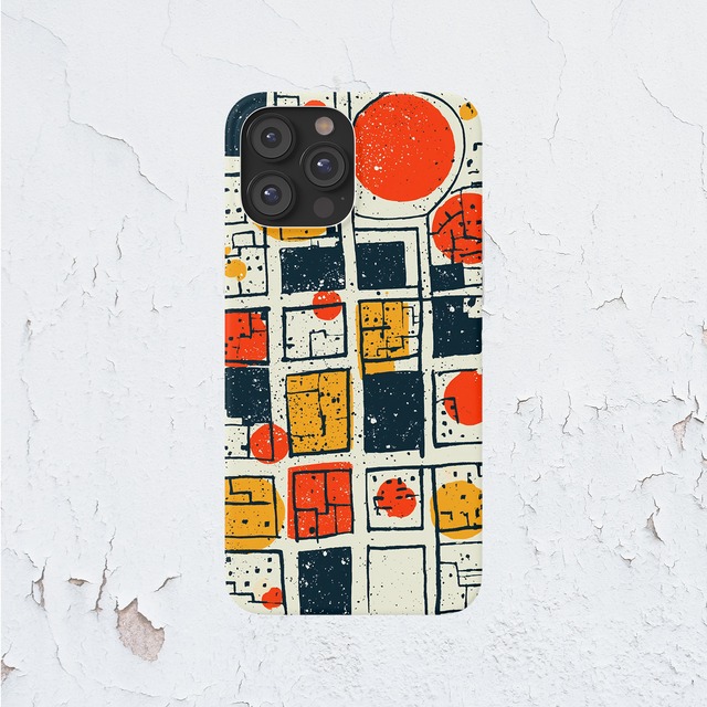 受注生産 iPhoneケース 赤丸と街区の都市マップ｜マップアート UMAP001B
