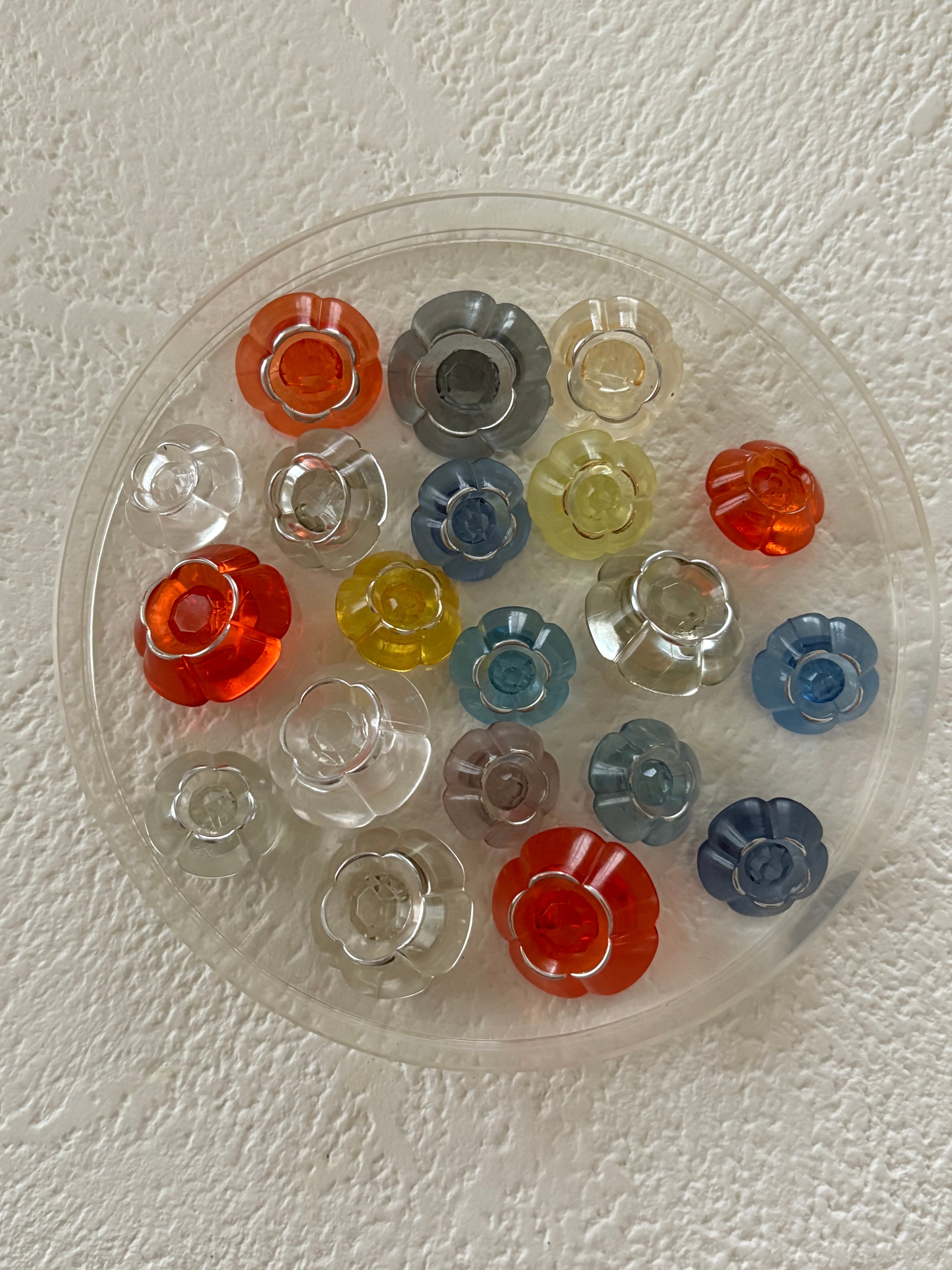 Japanese Vintage ボタン 18mm フラワー 花型 クリア アクセサリーパーツ 装飾材 デコレーション材