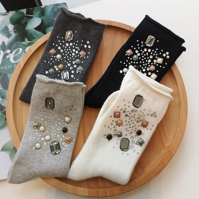 Multi-stone crew socks　M2543