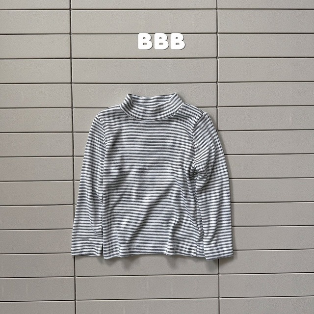 《予約》送料無料【Bella bambina】Stripe Mock Neck Tee