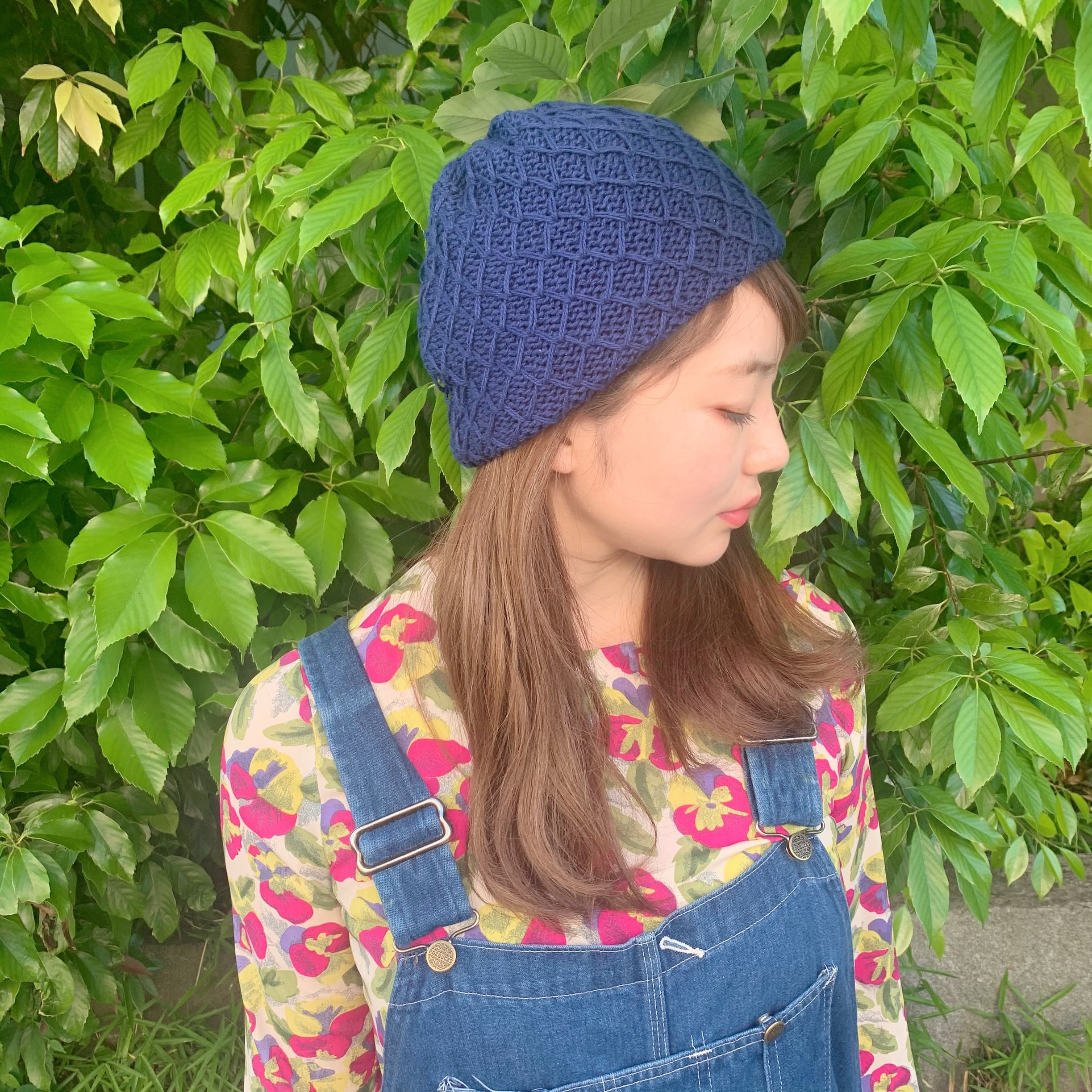リサイクルコットン100 リンクス編みニット インディゴ | MARIEREI